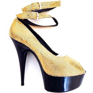 GASOLINE GLAMOUR GOLD RUSH PEEPTOE PUMPS